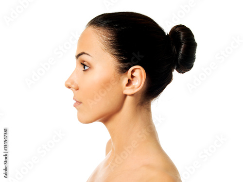 Side view of young woman face