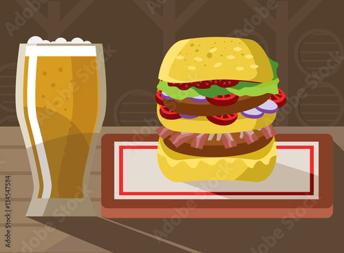 beer with double burger restaurant