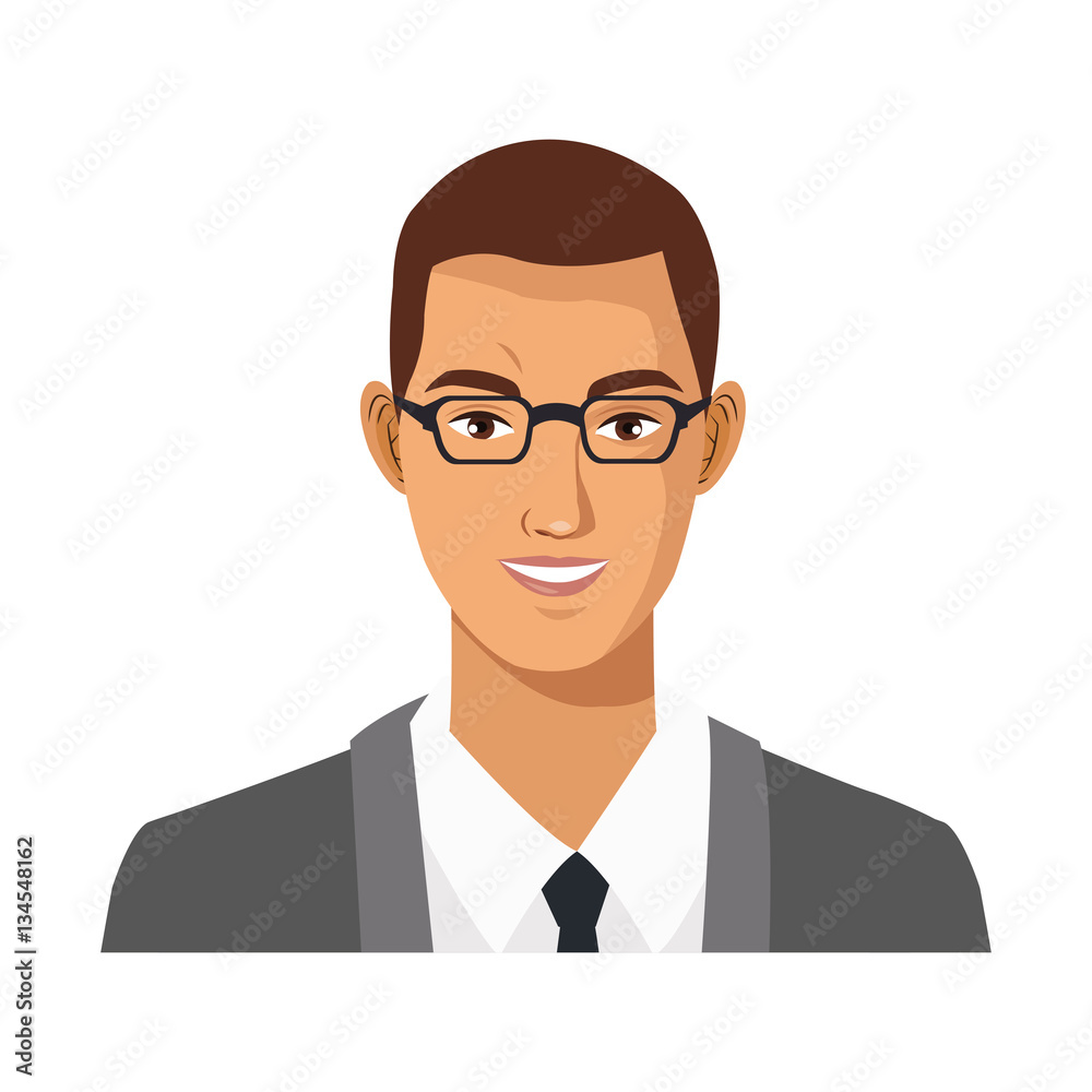 businessman wearing executive clothes over white background. colorful design. vector illustration