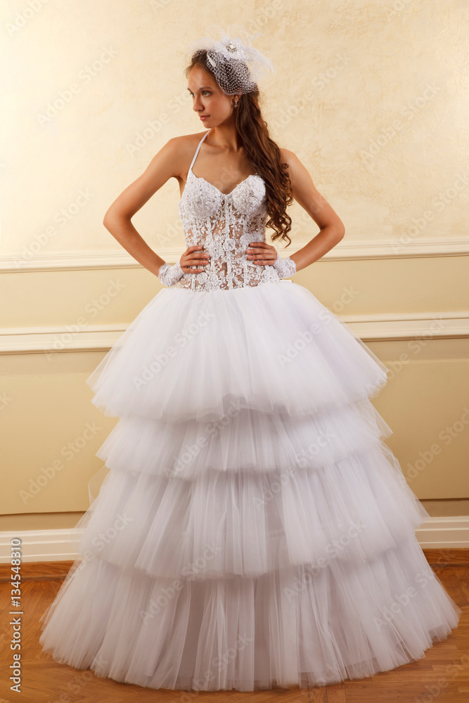Classical young gorgeous bride with long brown hair. Studio shoot Classical young gorgeous bride with long brown hair. Studio shoot