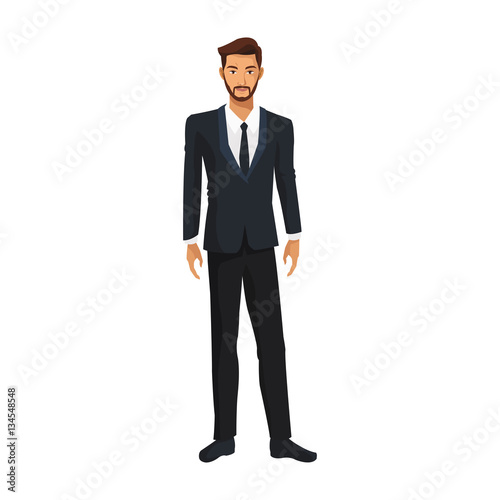 businessman wearing executive clothes over white background. colorful design. vector illustration