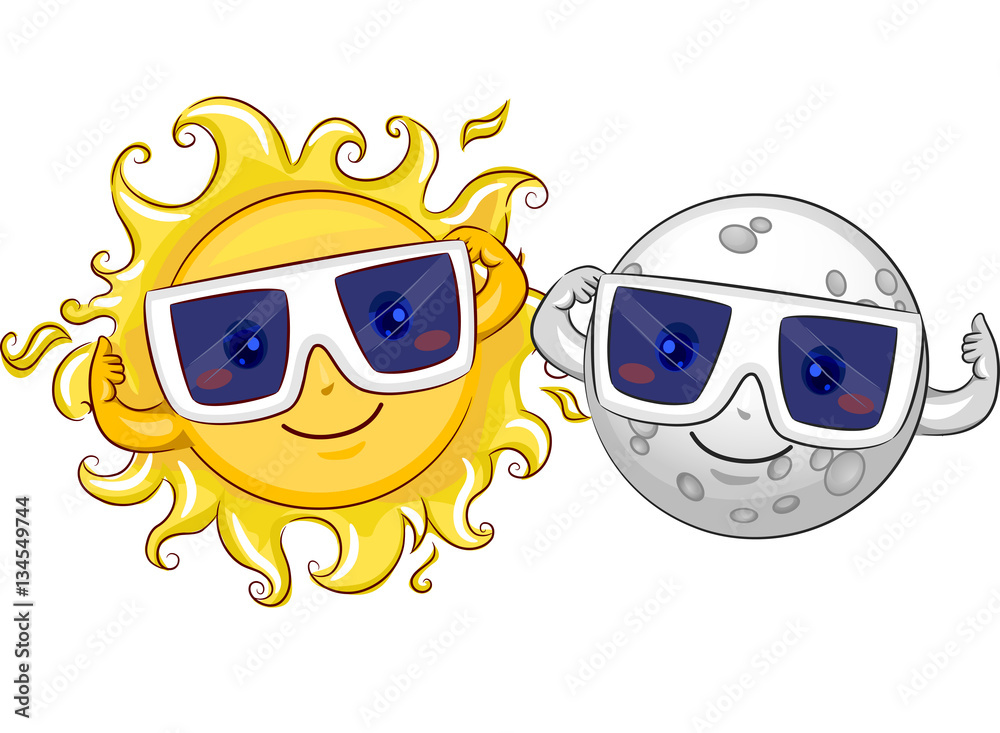 Fototapeta premium Mascot Sun Moon Solar Eclipse Glasses