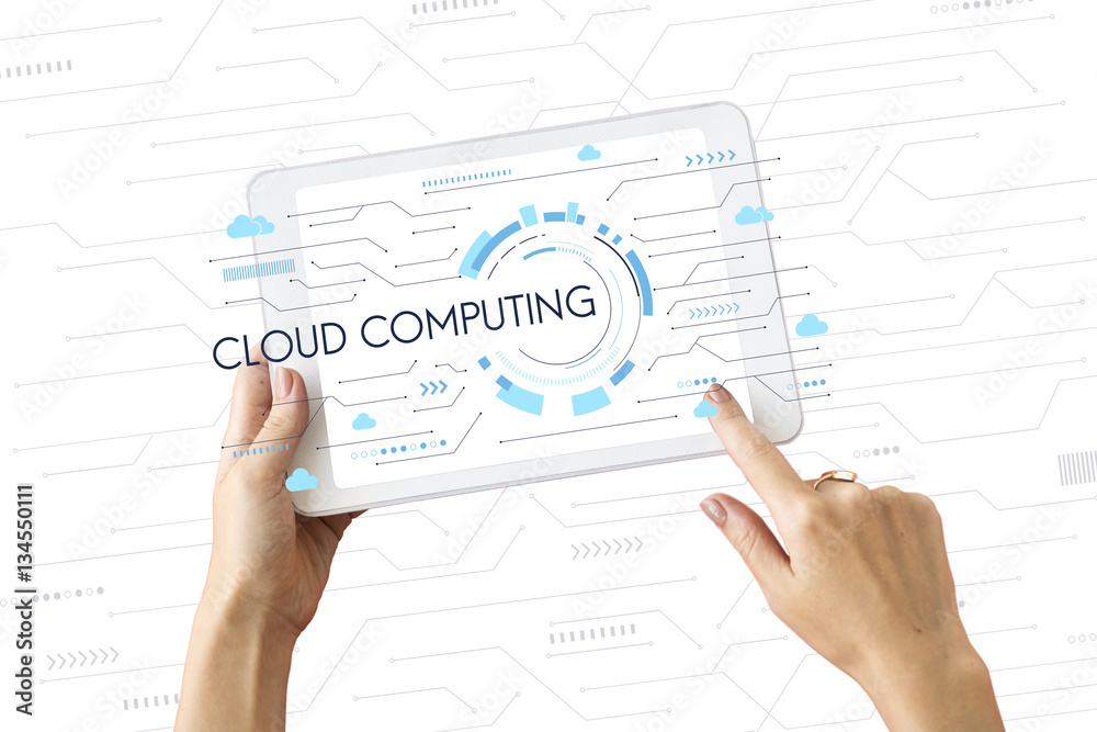 Cloud computing technology hub graphic Cloud computing technology hub graphic