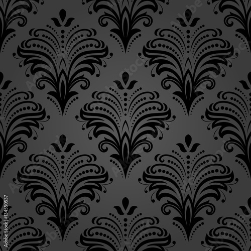 Floral vector dark ornament. Seamless abstract classic background with flowers. Pattern with repeating elements © Fine Art Studio