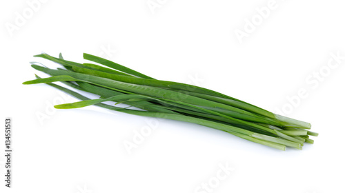 fresh chinese chives on white background