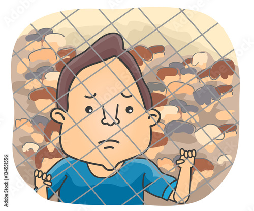 Man Refugee Other Side Fence