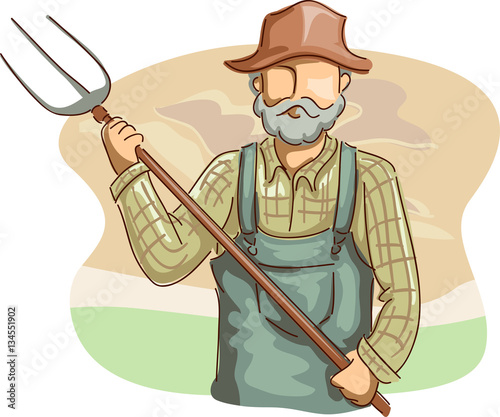 Man Farmer Pitchfork