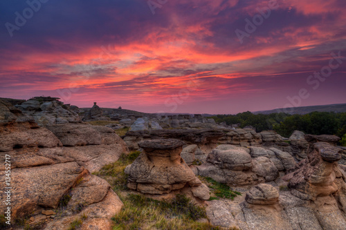 Sunrise at Writing on Stone Provincial Park in Alberta, Canada