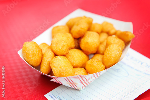 Golden fried cheese curds
