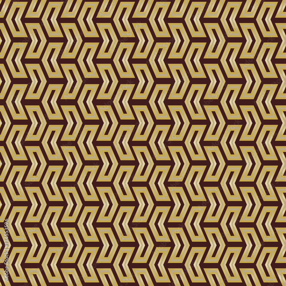 Geometric vector pattern with golden arrows. Geometric modern ornament. Seamless abstract background Geometric vector pattern with golden arrows. Geometric modern ornament. Seamless abstract background