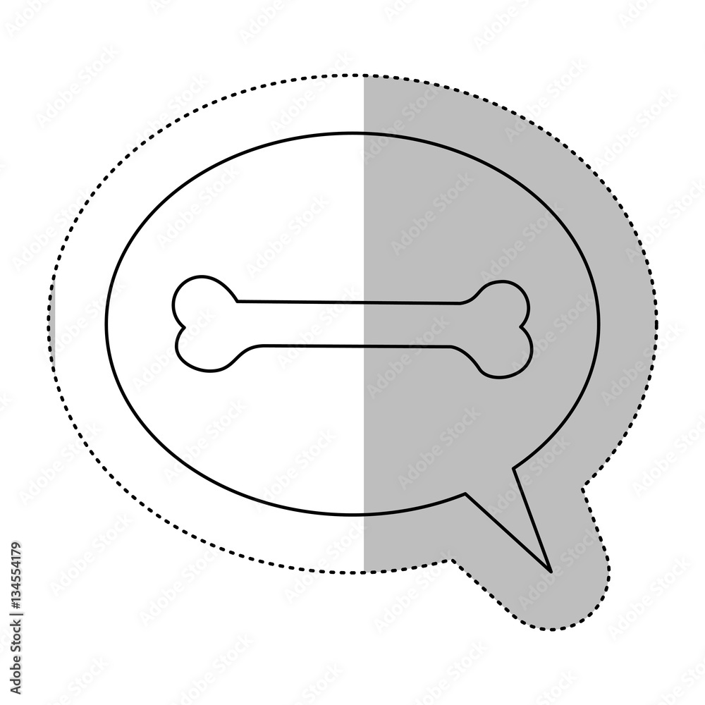 monochrome contour with middle shadow sticker and dialogue sphere with pet bone vector illustration monochrome contour with middle shadow sticker and dialogue sphere with pet bone vector illustration