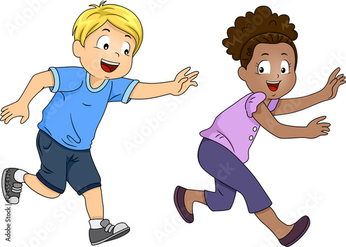 Kids Playing Tag Game Stock Vector