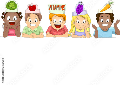 Kids Vitamins Fruits Vegetables Paper Hat