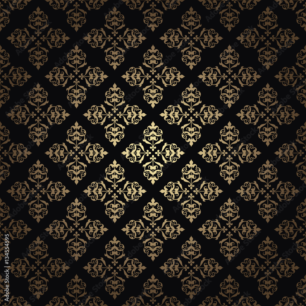 gold vintage vector pattern on black background
