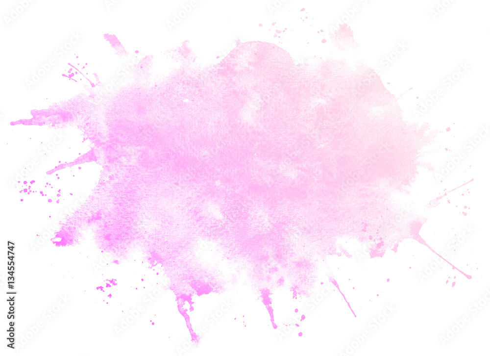 Obraz Abstrakt różowa akwarela na białym tle Koloru chełbotanie na papierze Ja jest ręką rysującą.