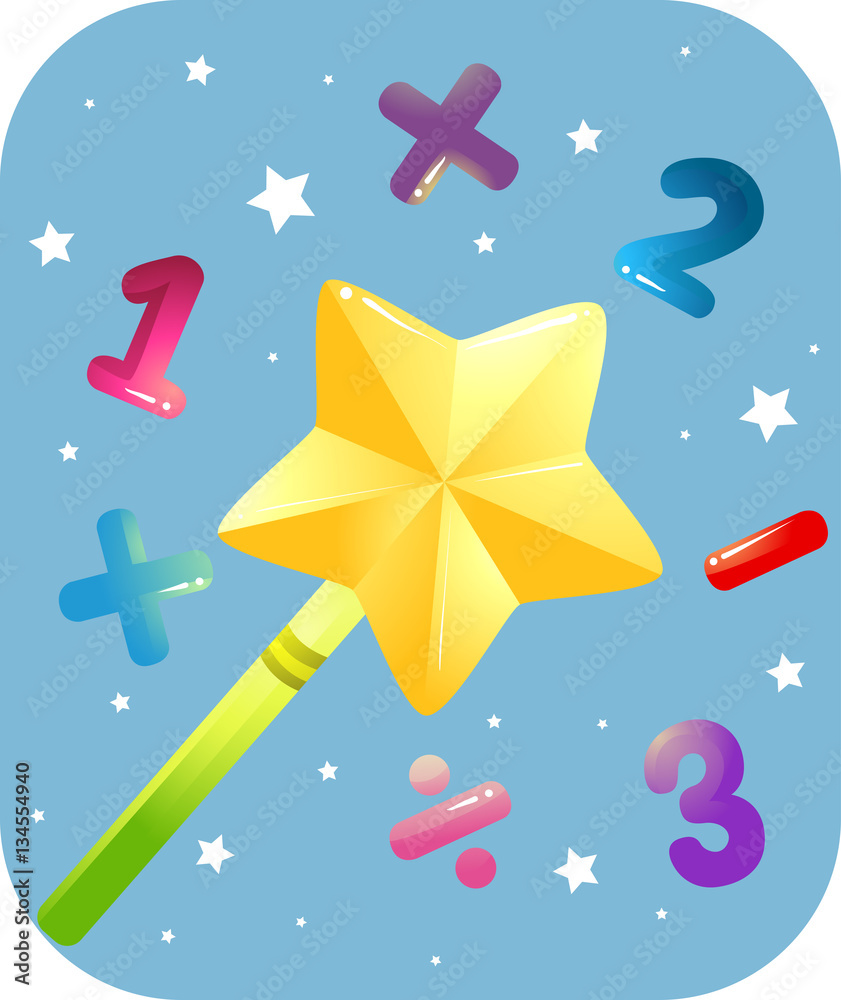 Naklejka premium Math Magic Wand Numbers