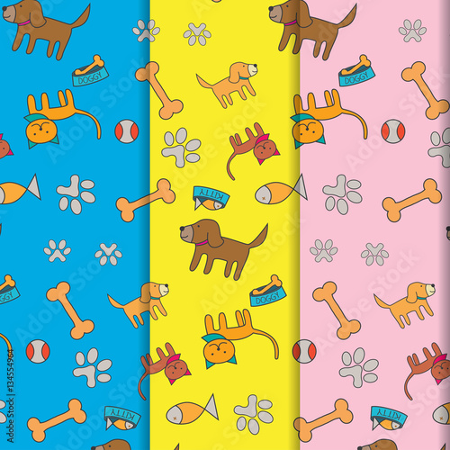 dogs and cats seamless pattern background