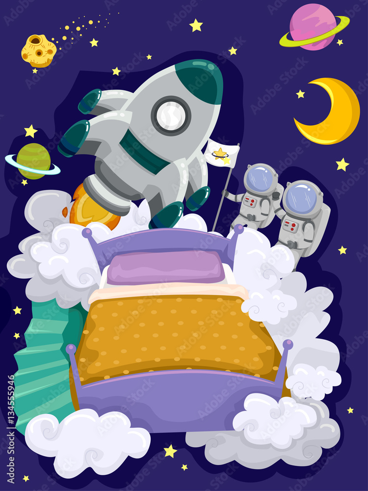 Naklejka premium Bedroom Outer Space Bed Dream