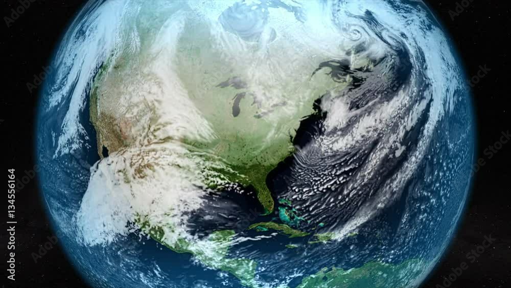 Satellite image of North America with clouds movement. Elements of this image furnished by NASA