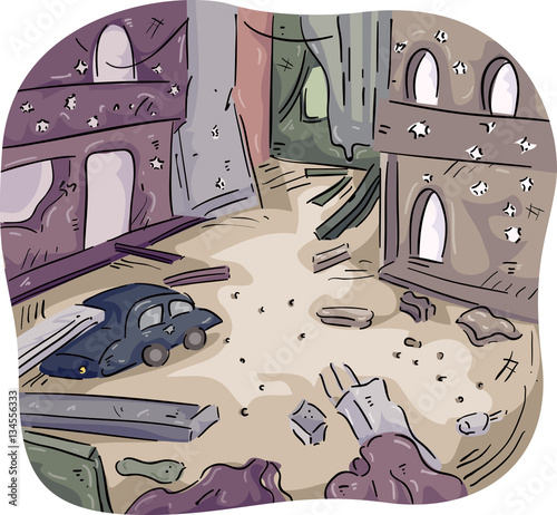 War Zone City Building Ruins