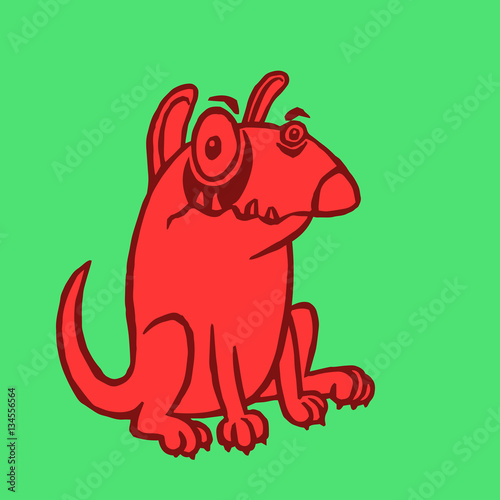 cartoon red dog vector illustration 