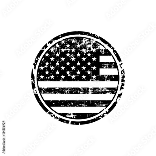 USA American grunge rubber stamp with USA flag, black isolated on white background, vector illustration.