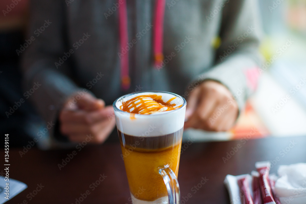 Mug with makiato. Mug with makiato.