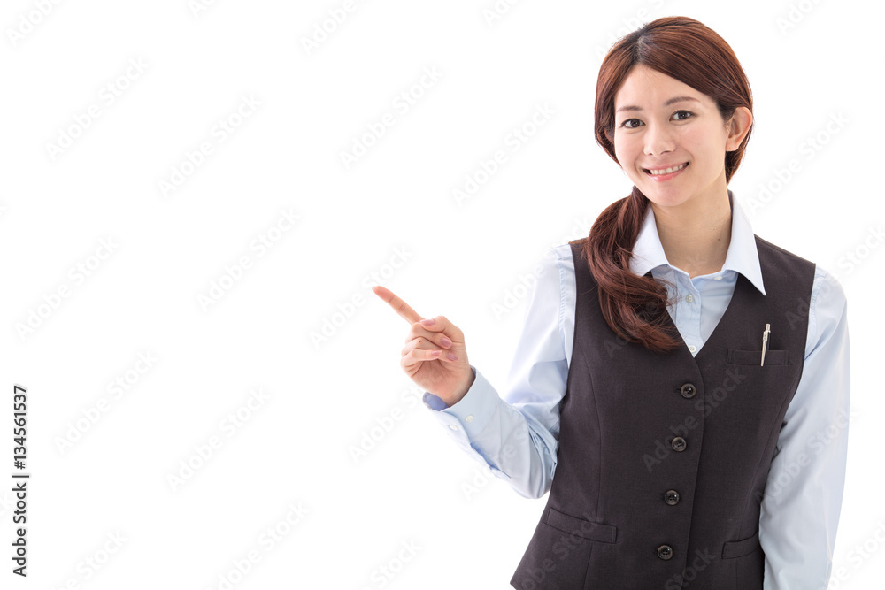 ポイント案内する女性社員