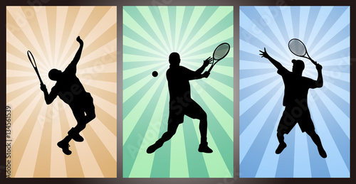 Set of Tennis Players, Silhouette 