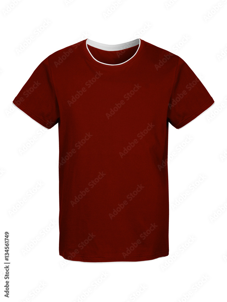 Burgundy t-shirt isolated on white Burgundy t-shirt isolated on white