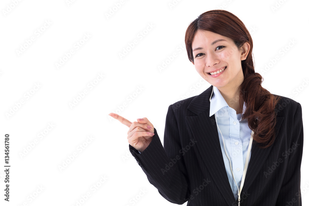 ポイント案内する女性社員
