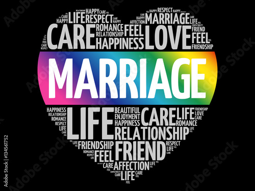 Marriage concept heart word cloud collage