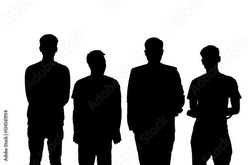 Four Man silhouette isolated on white background