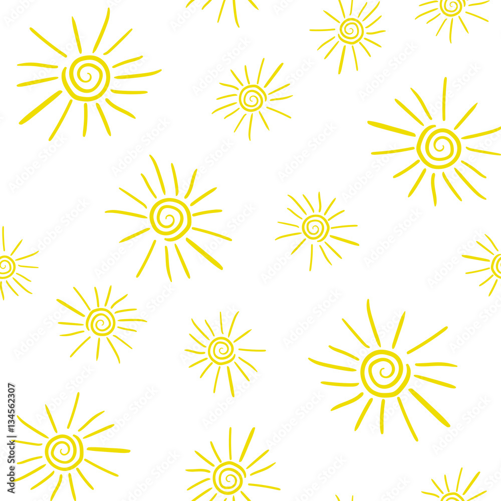 Seamless pattern with hand drawn doodle suns. Seamless pattern with hand drawn doodle suns.