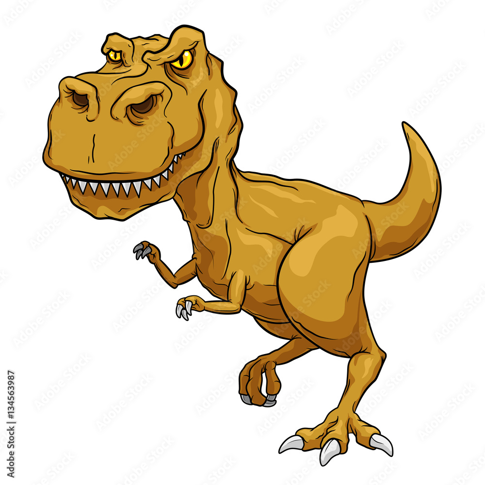 Tyrannosaurus Rex, T-Rex, Primitive carnivore dinosaur with separate color  and outline layers. Stock Vector | Adobe Stock