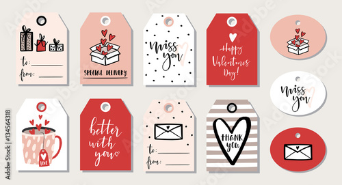 Love collection with 8 tags and 3 labels. Perfect for Valentines day, stickers, birthday, save the date invitation, planner, diary, notes.