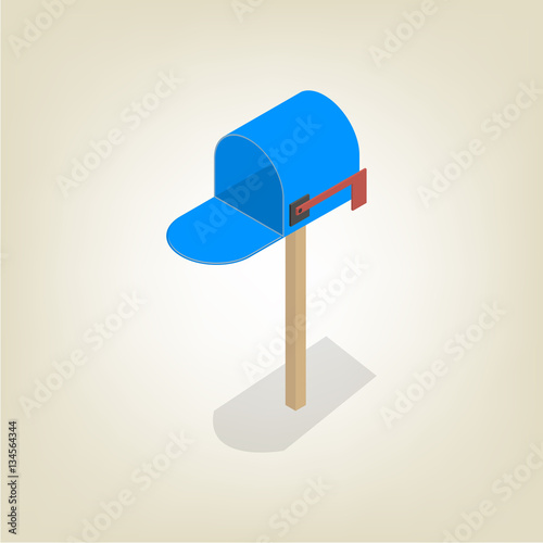 American mailbox isometric, vector illustration.