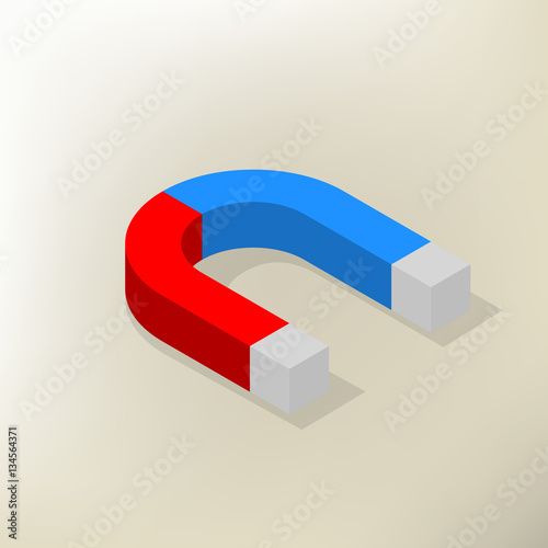 Icon magnet isometric, vector illustration.
