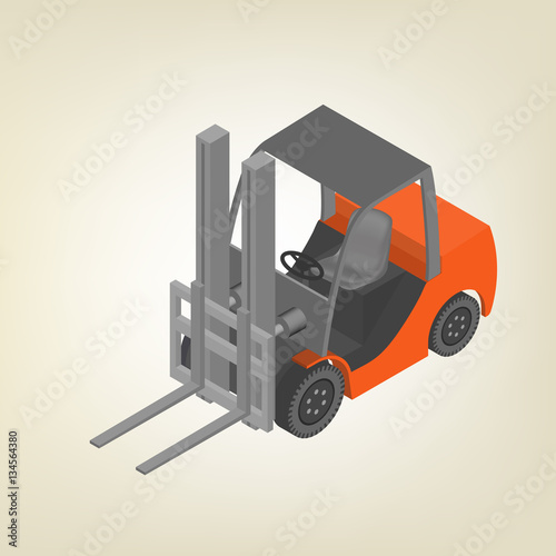 Icon forklift isometric, vector illustration.