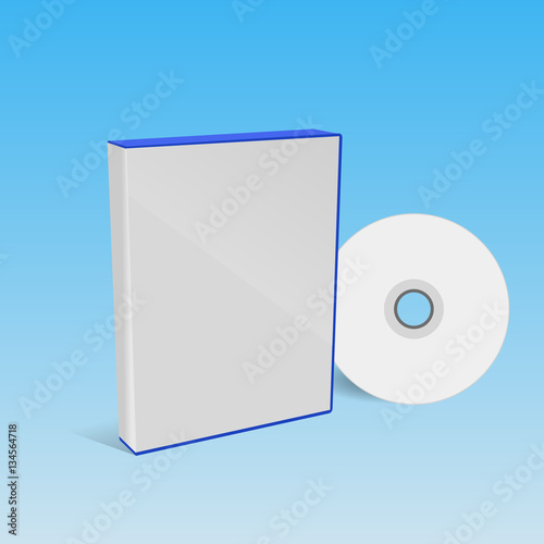 cd or dvd disc cover mockup blue box eps 10 vector