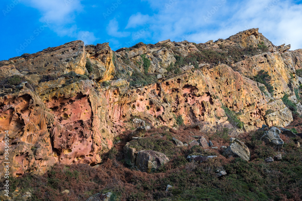 Colorful rocks of Jaizkibel, Guipuzcoa in Basque Country, Spain