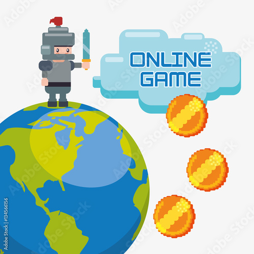 online game charatcer world coins golden vector illustration eps 10