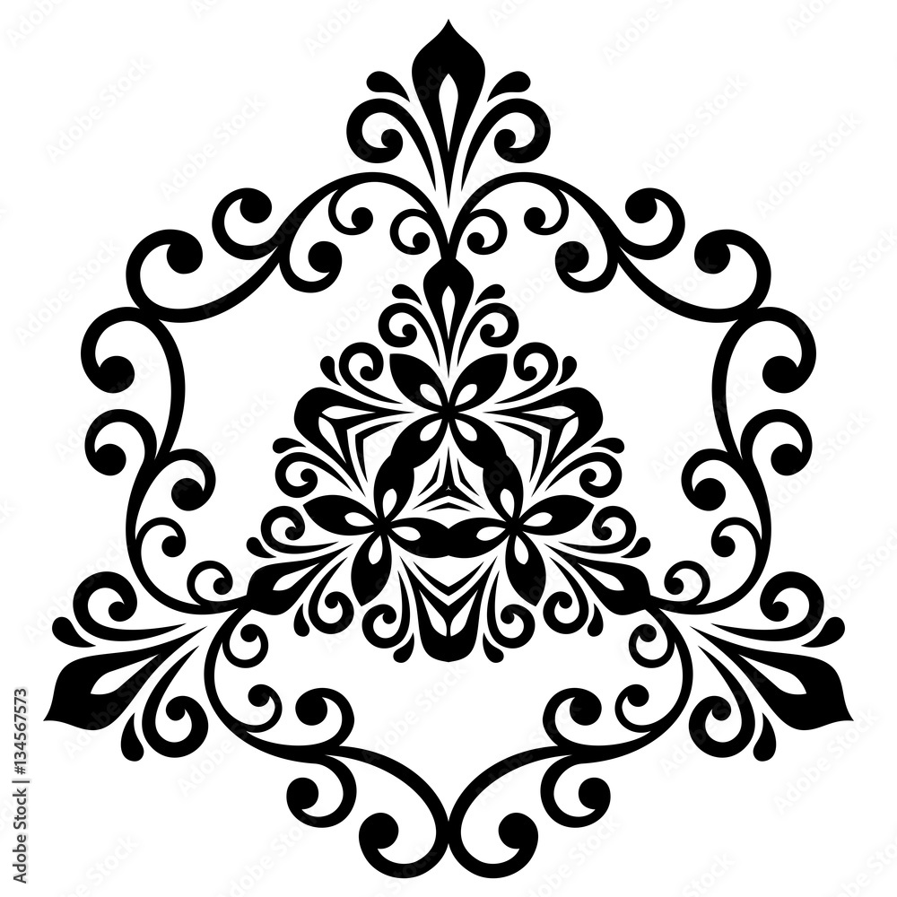 Elegant vector black and white ornament in classic style. Abstract traditional pattern with oriental elements, Classic vintage pattern