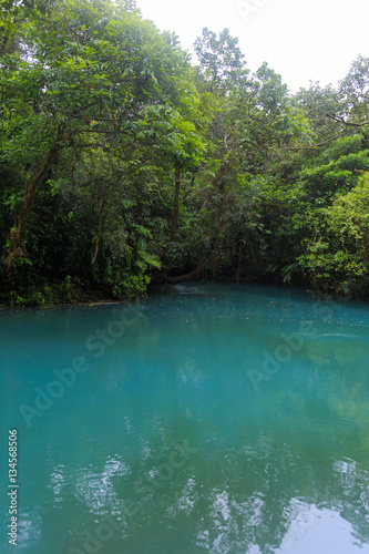 Rio celeste river at foggy day