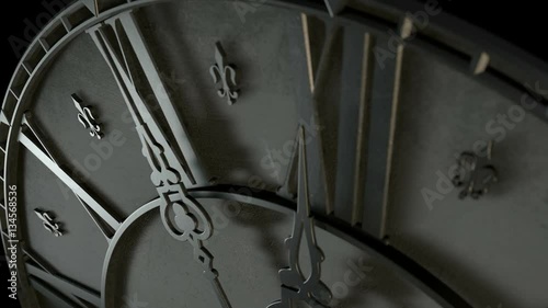 A macro closeup of an antique clock in a time lapse counting down ten minutes into ten seconds