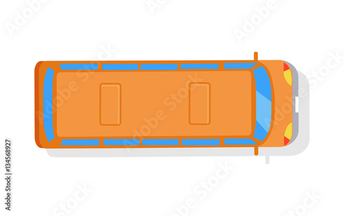 Orange Bus Isolated on White Background Top Vector