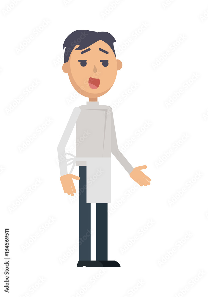 Waiter or Cook Character Flat Style Vector Icon Waiter or Cook Character Flat Style Vector Icon