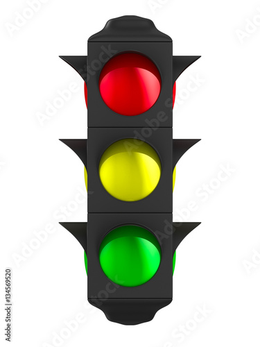 traffic light on white back...