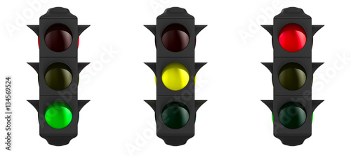 traffic light on white back...