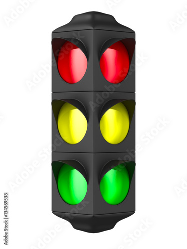 traffic light on white back...